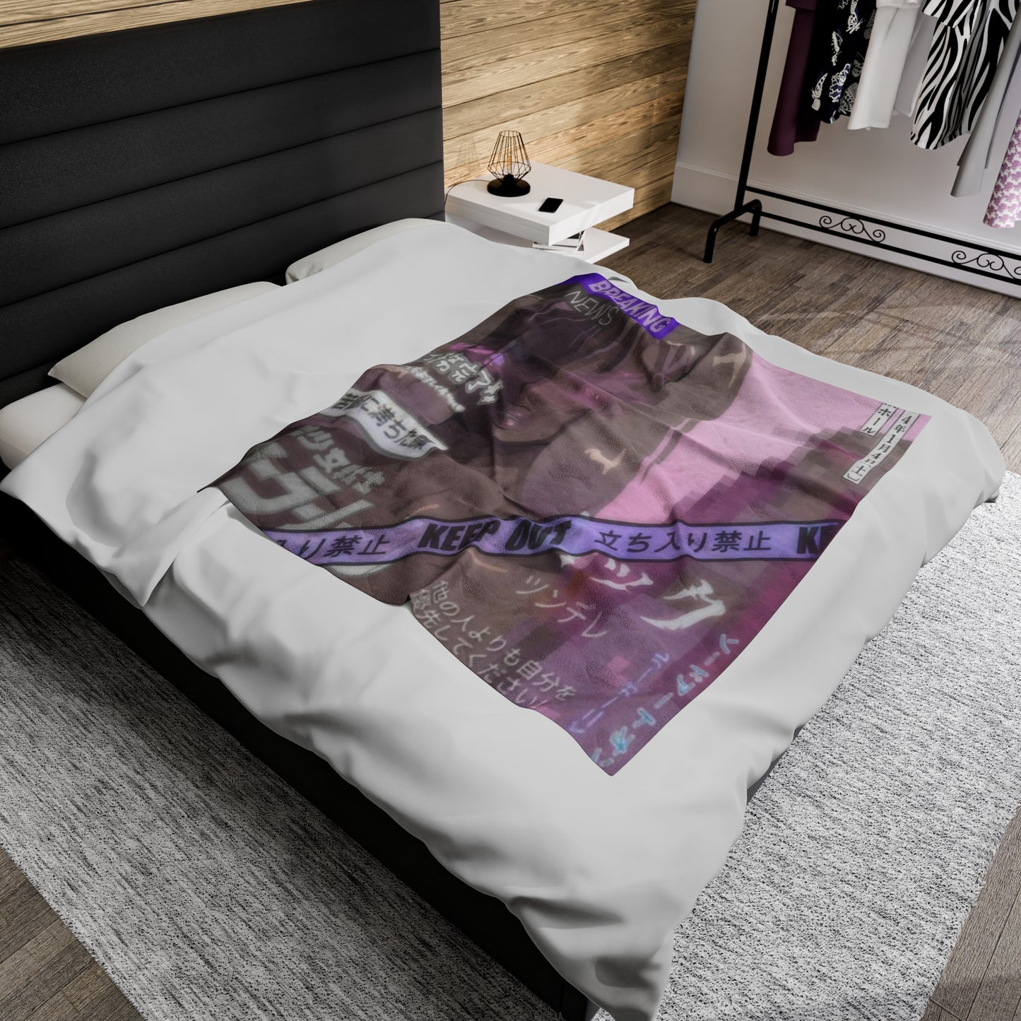 Tokyo Bae Velveteen Plush Blanket