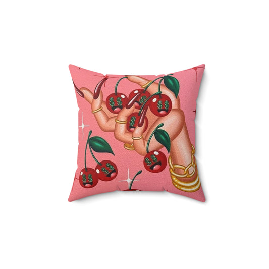 Cherry $$ Square Pillow