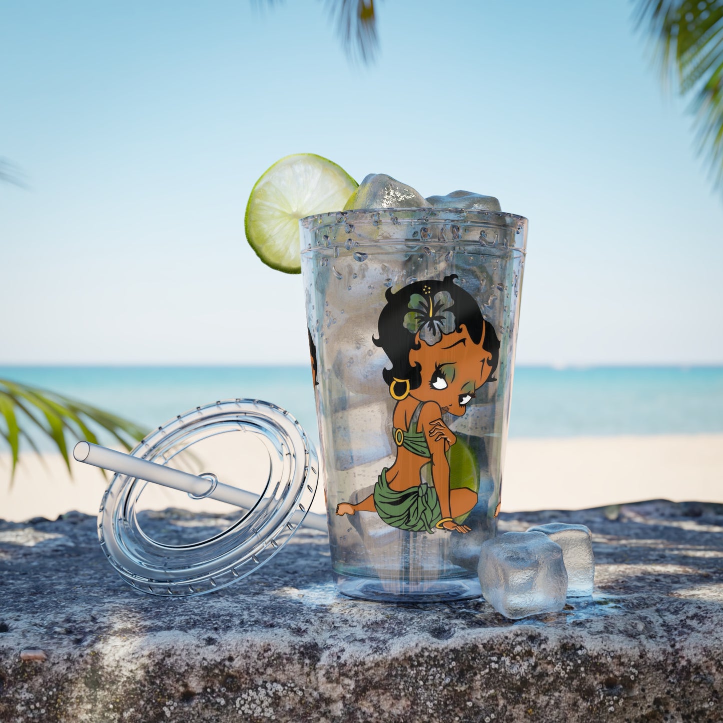 Island Betty Boop Sunsplash Tumbler with Straw, 16oz