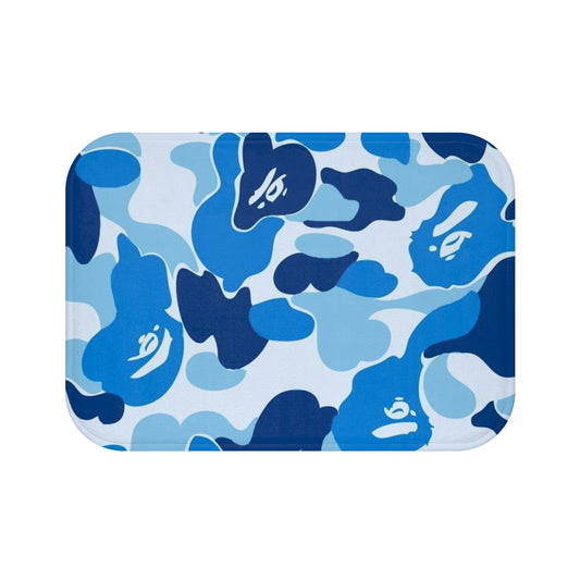 Blue Camo Print Bath Mat