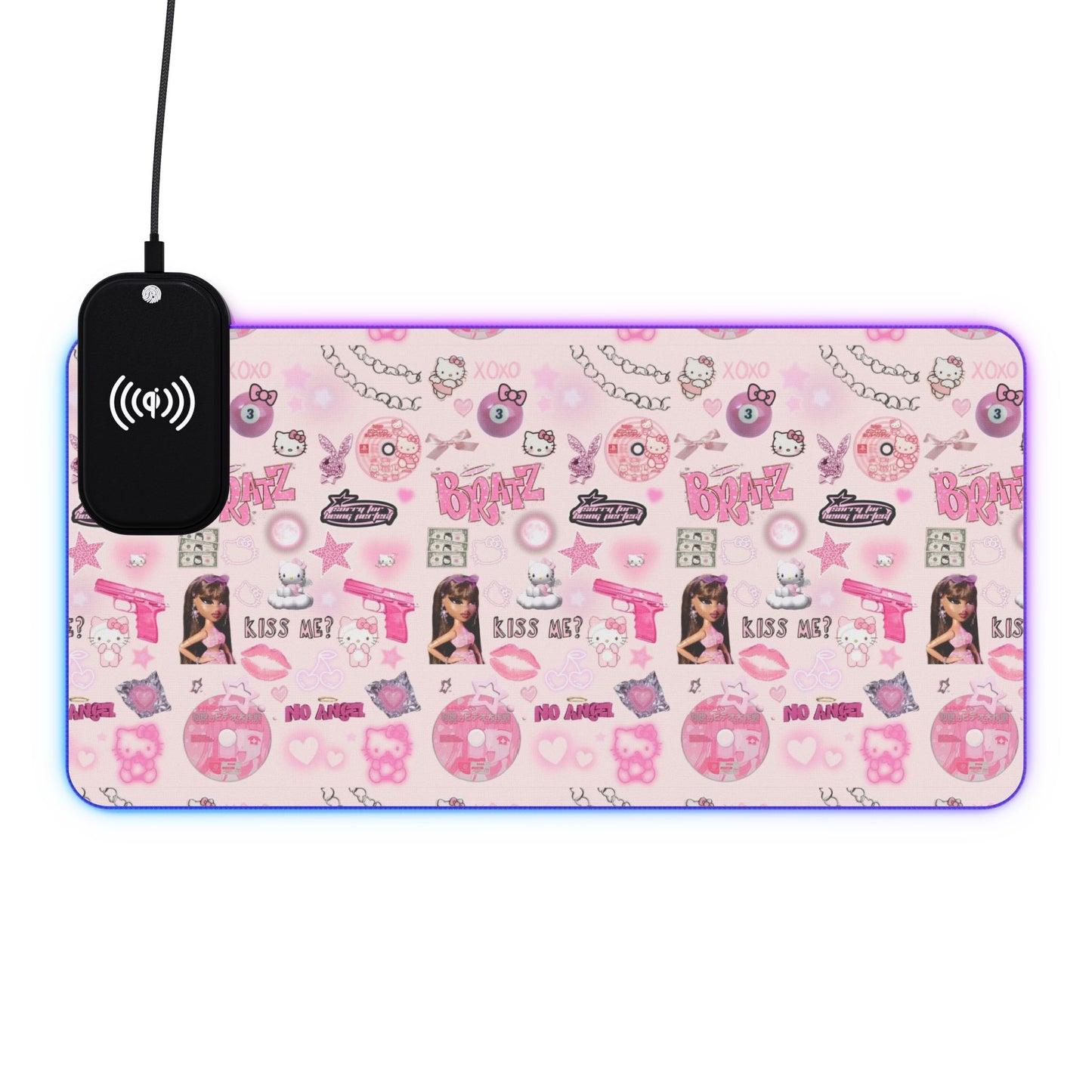 Kiss Me Bratz LED Gaming Mouse Pad, Wireless Charging