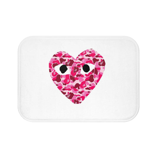 Pink Hearts Camo Bath Mat