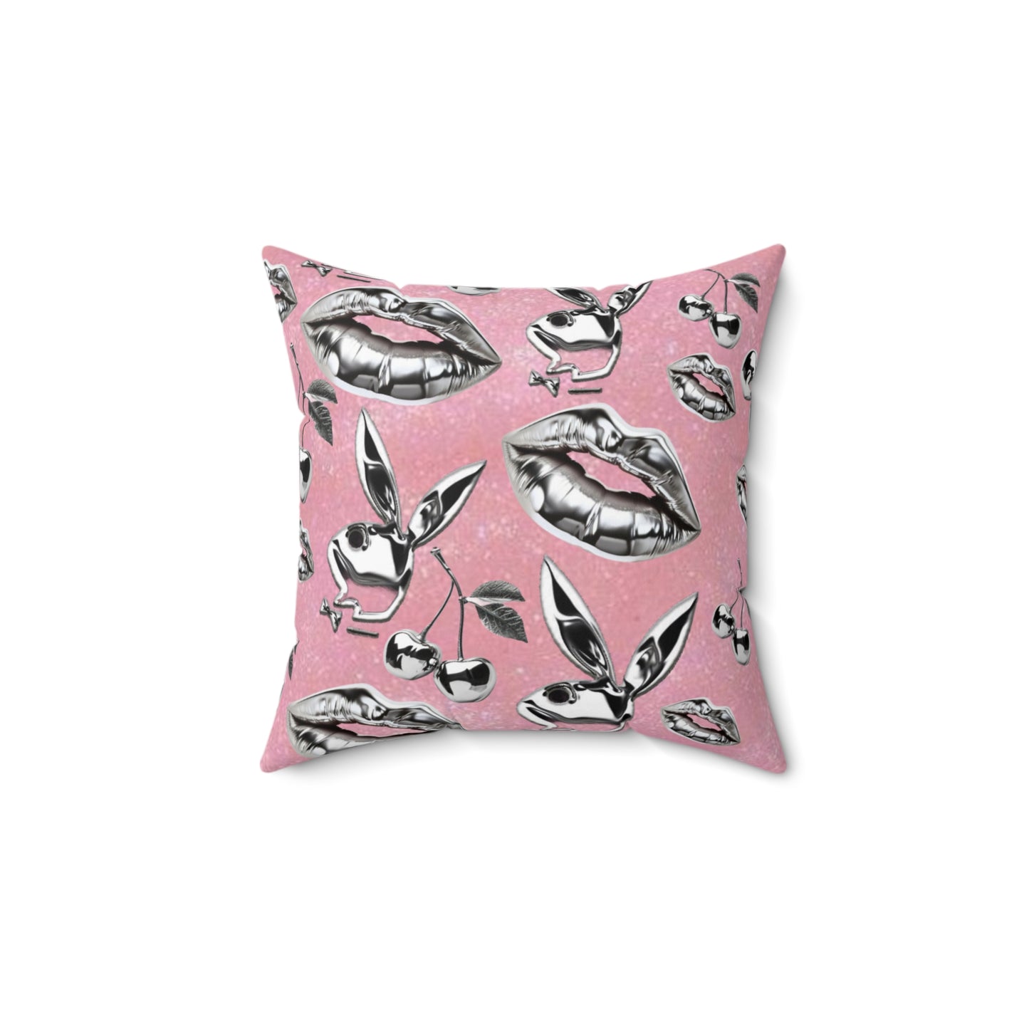 Chrome Playboy Kisses Square Pillow