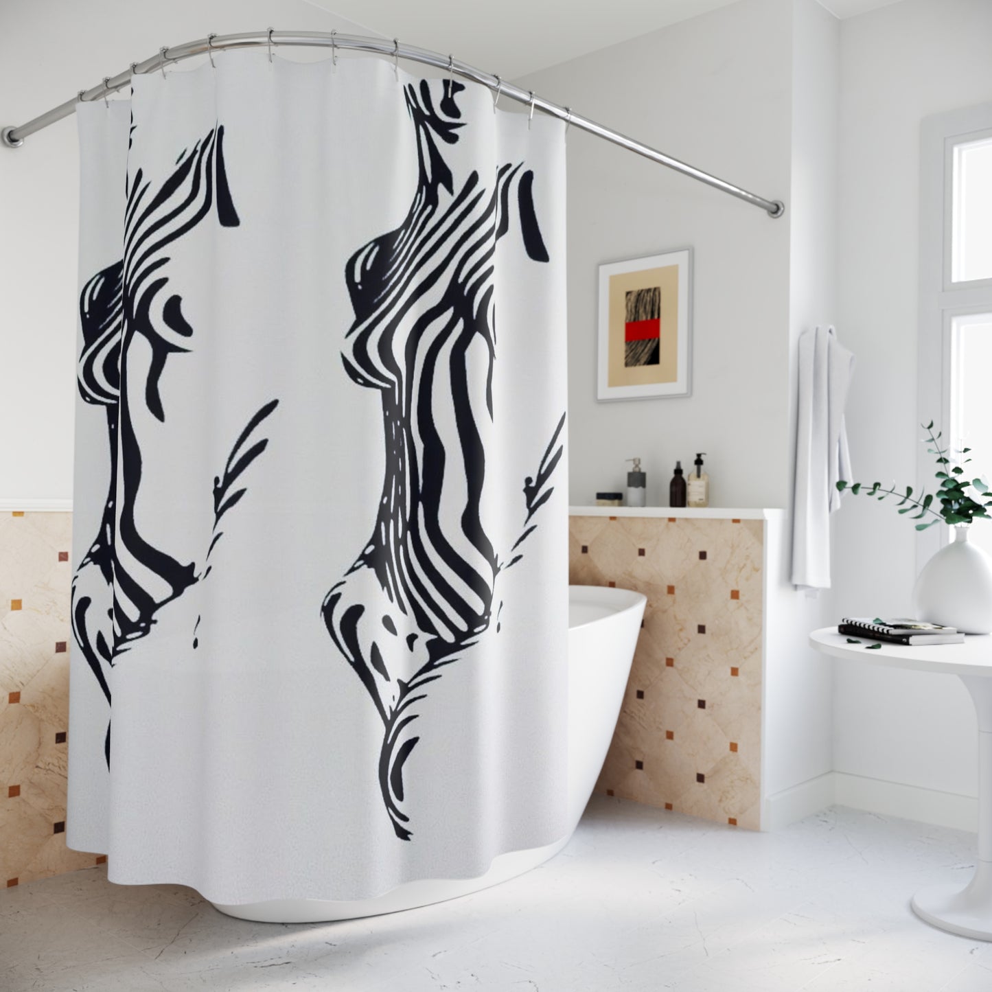 Stripe Body Silhouette Shower Curtain