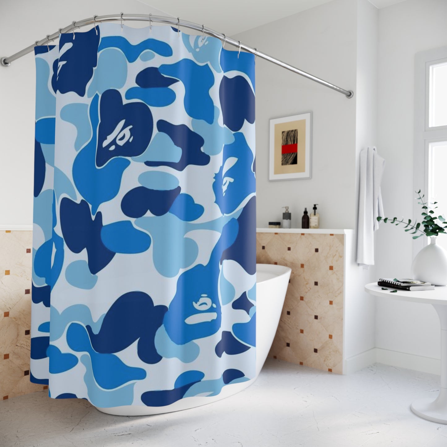 Blue Camo Shower Curtain