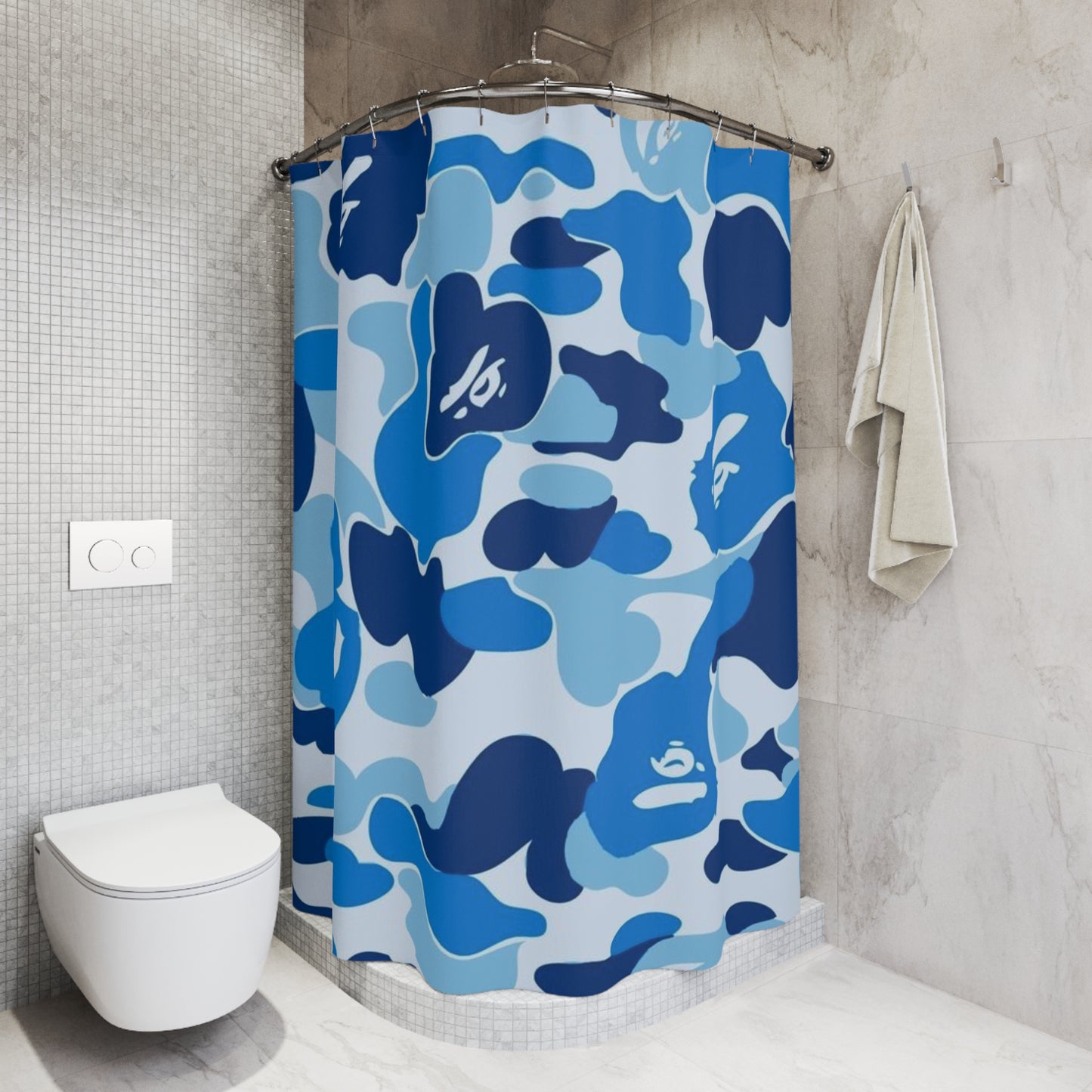 Blue Camo Shower Curtain