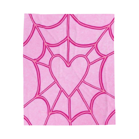 Heart in a Web Velveteen Plush Blanket