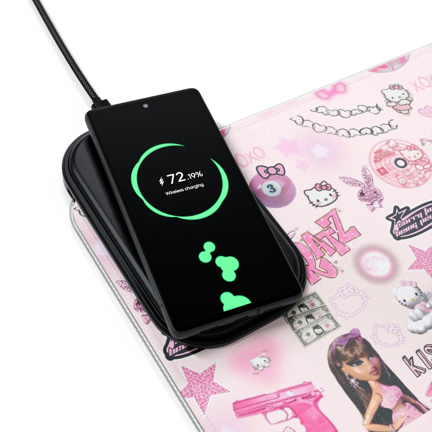 Kiss Me Bratz LED Gaming Mouse Pad, Wireless Charging