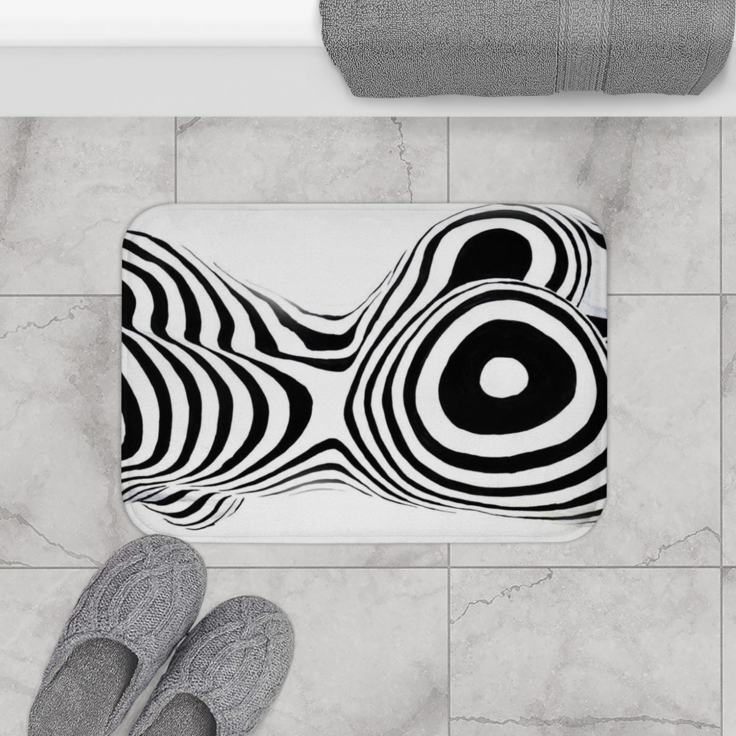 Zebra Print Body Silhouette Bath Mat