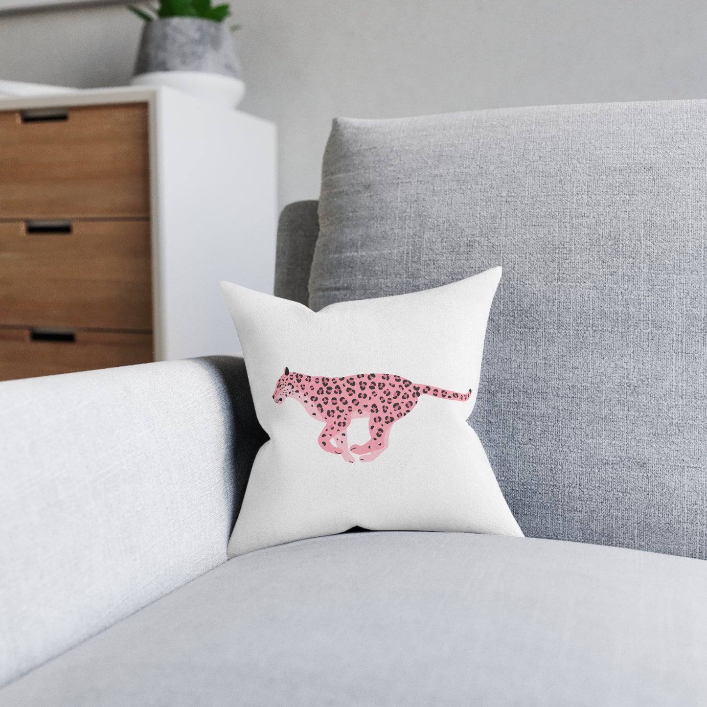 Pink Cheetah Pillow - Pink Suede Back