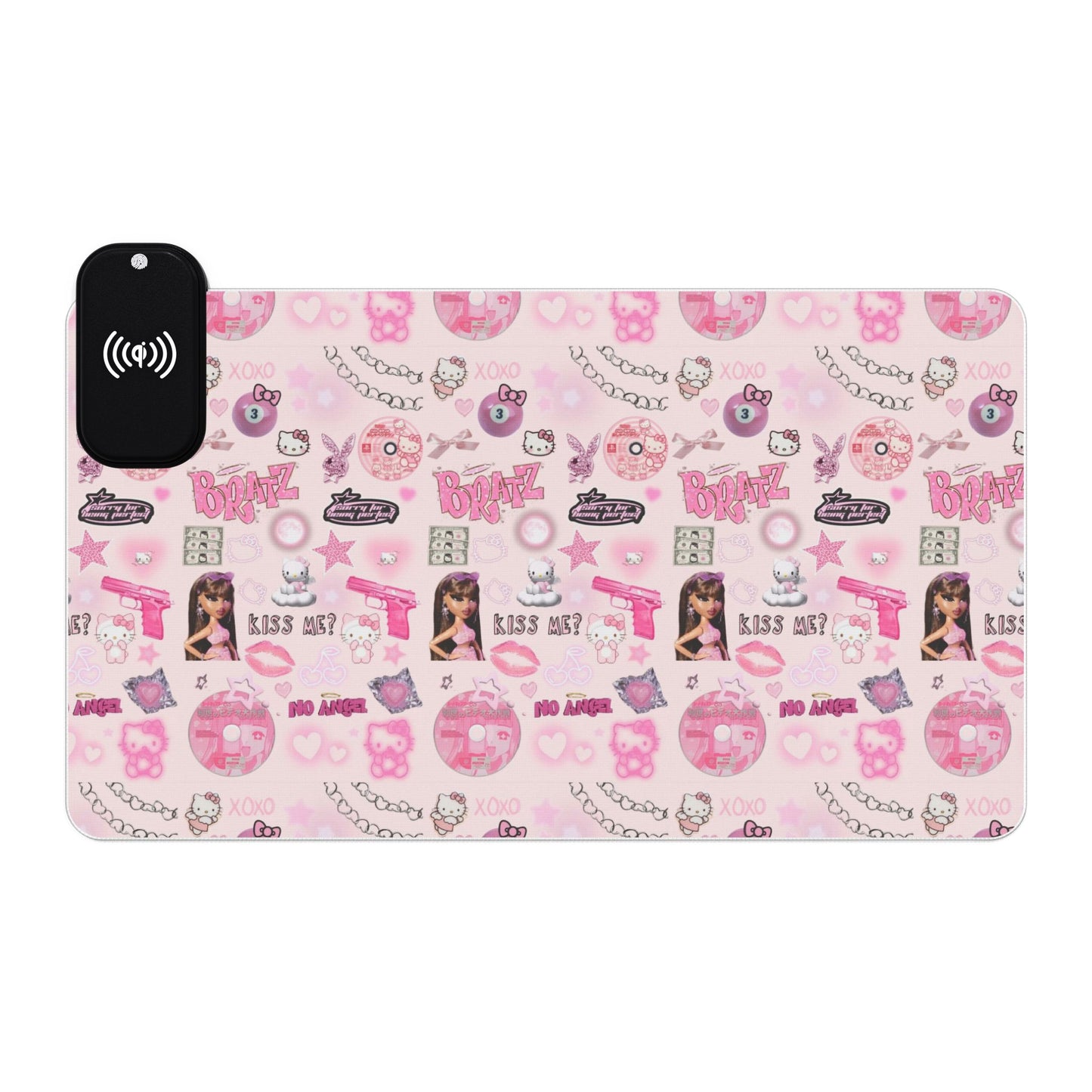 Kiss Me Bratz LED Gaming Mouse Pad, Wireless Charging