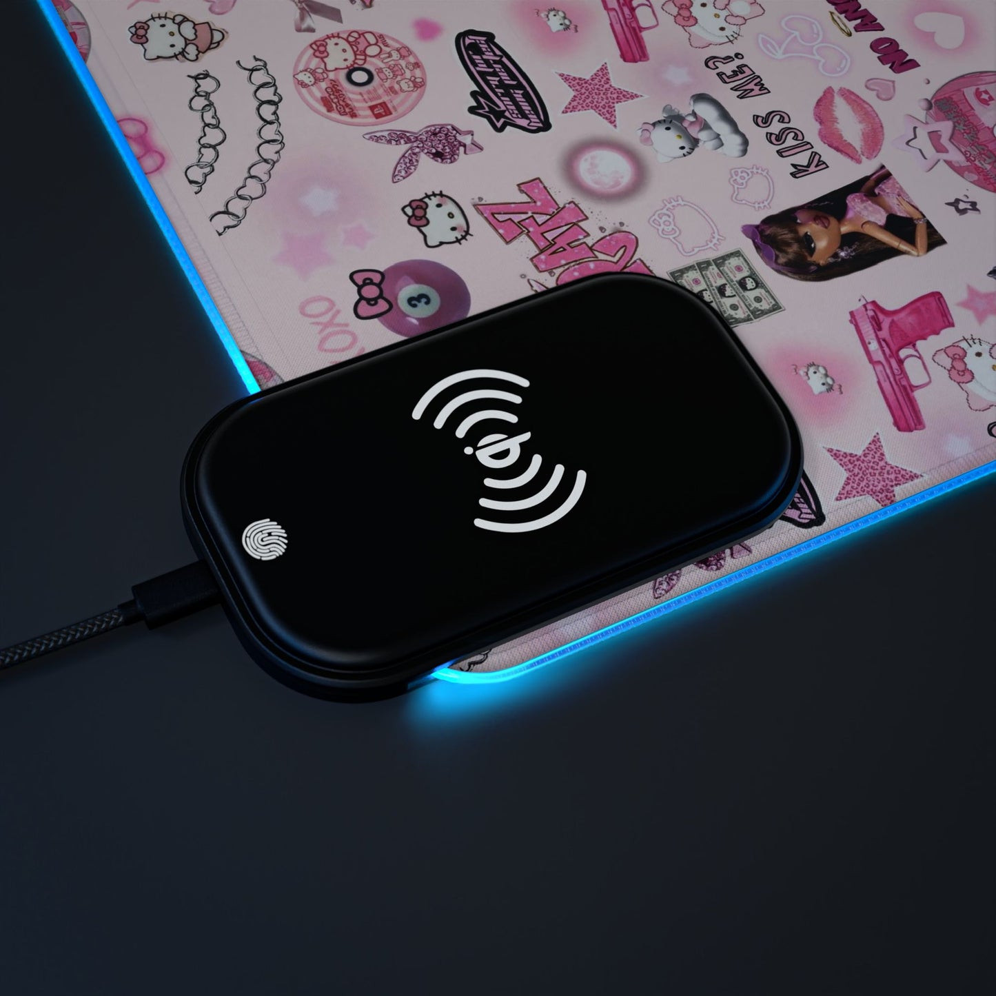 Kiss Me Bratz LED Gaming Mouse Pad, Wireless Charging