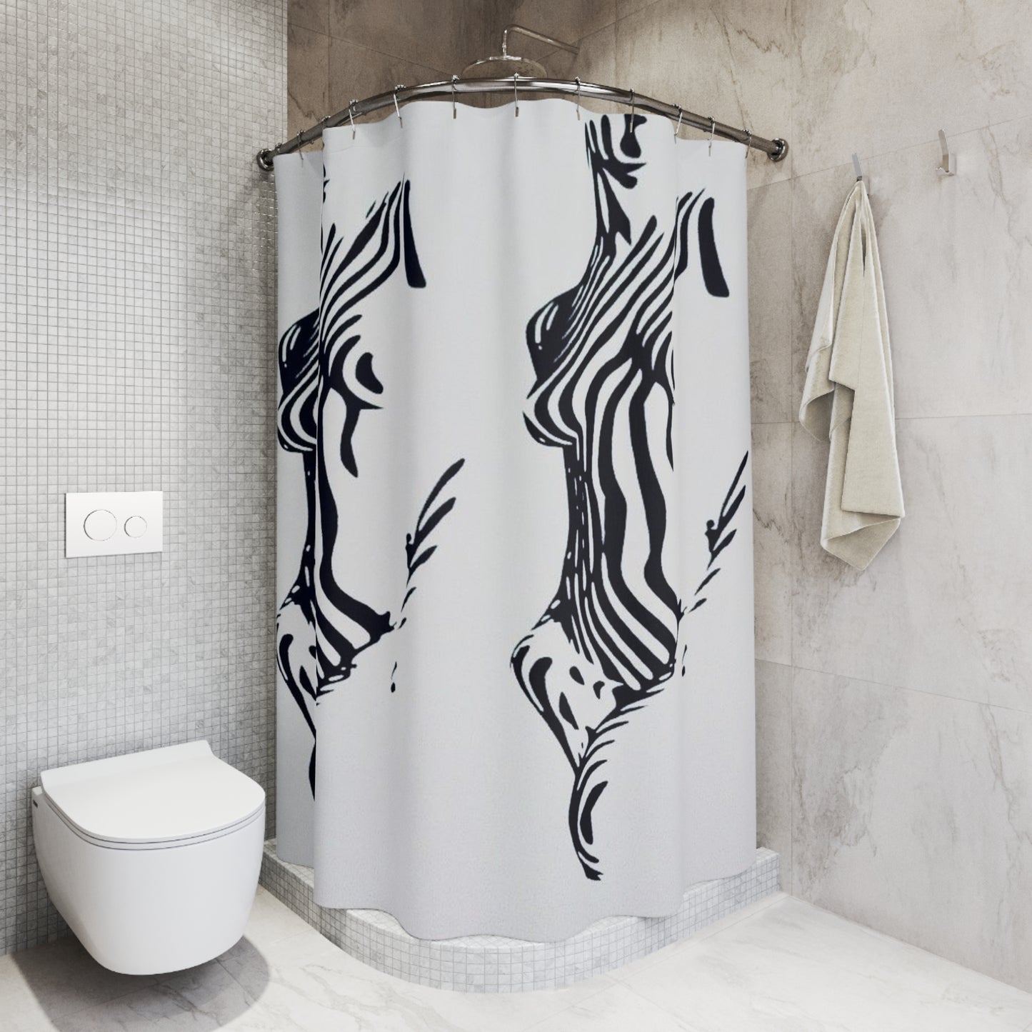 Stripe Body Silhouette Shower Curtain