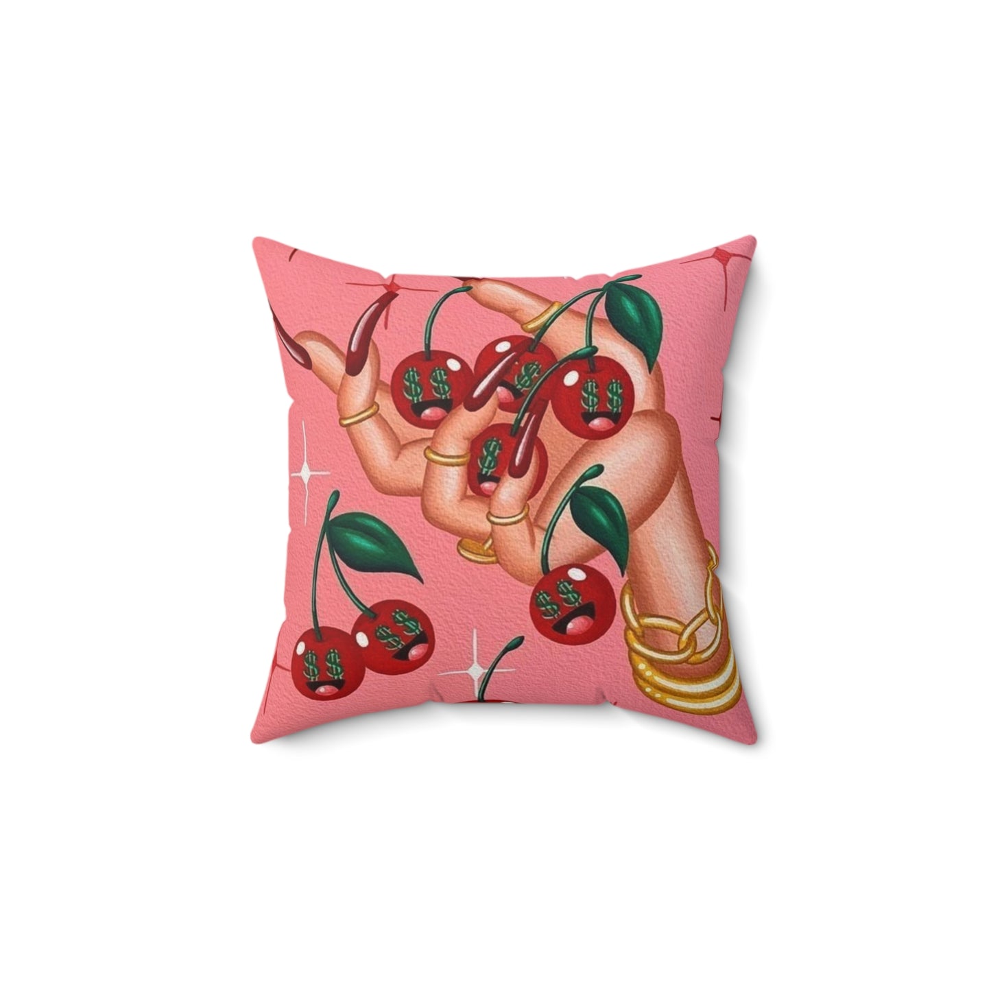 Cherry $$ Square Pillow