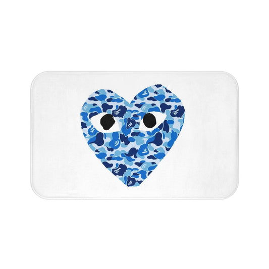 Blue Heart Camo Bath Mat