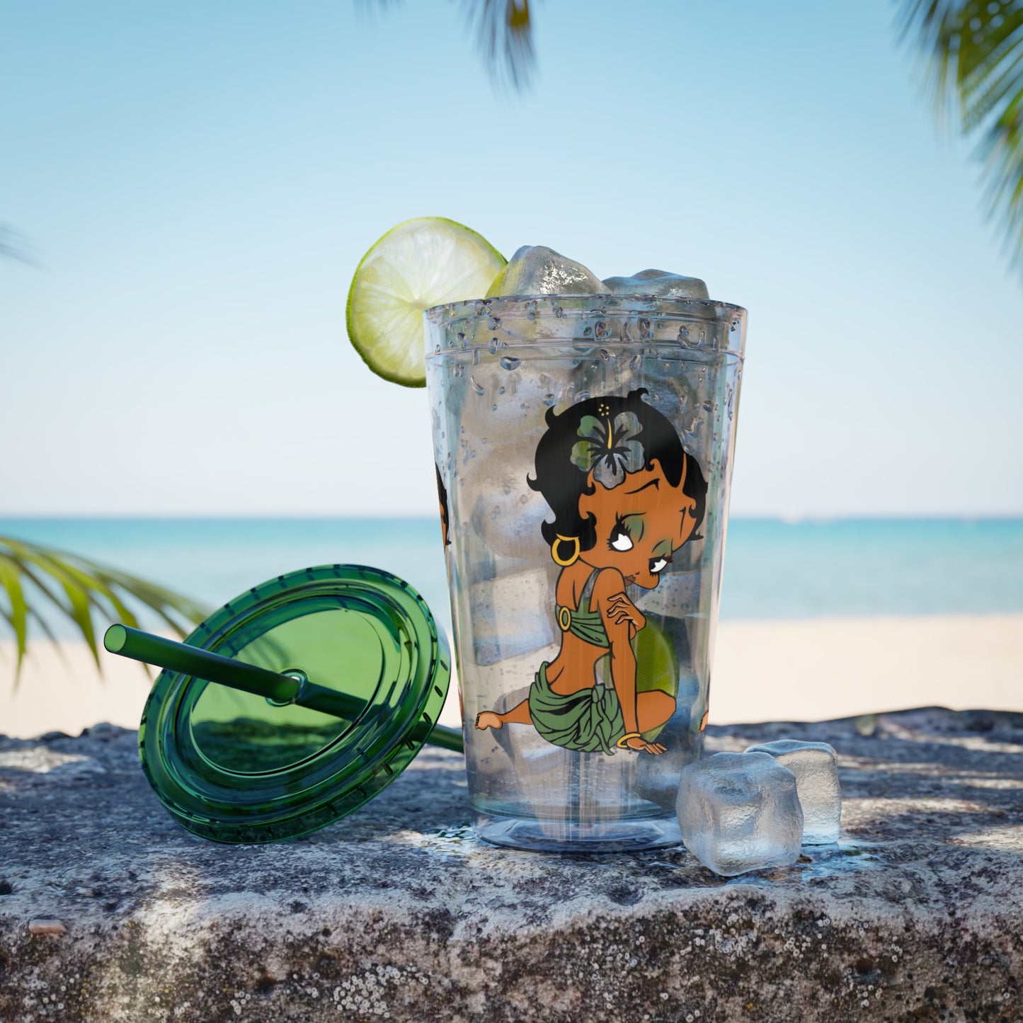 Island Betty Boop Sunsplash Tumbler with Straw, 16oz