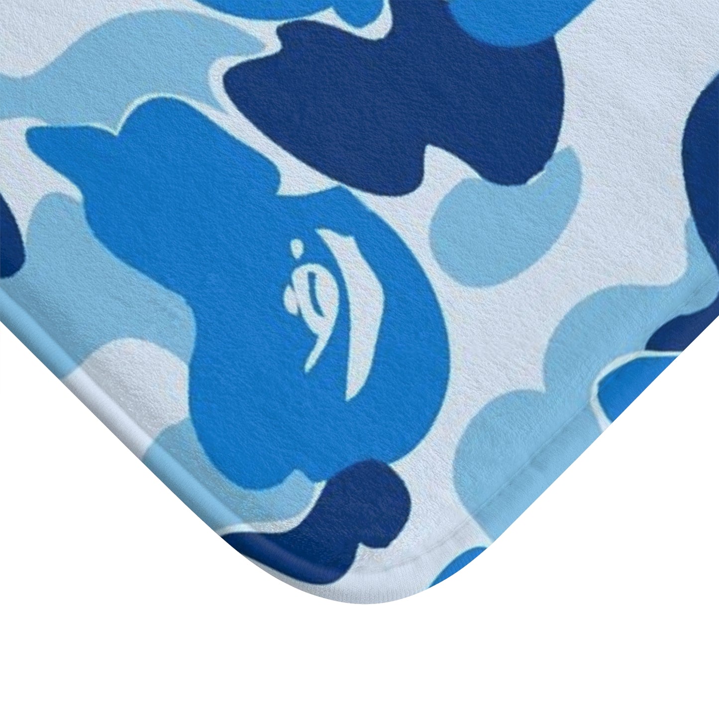 Blue Camo Print Bath Mat