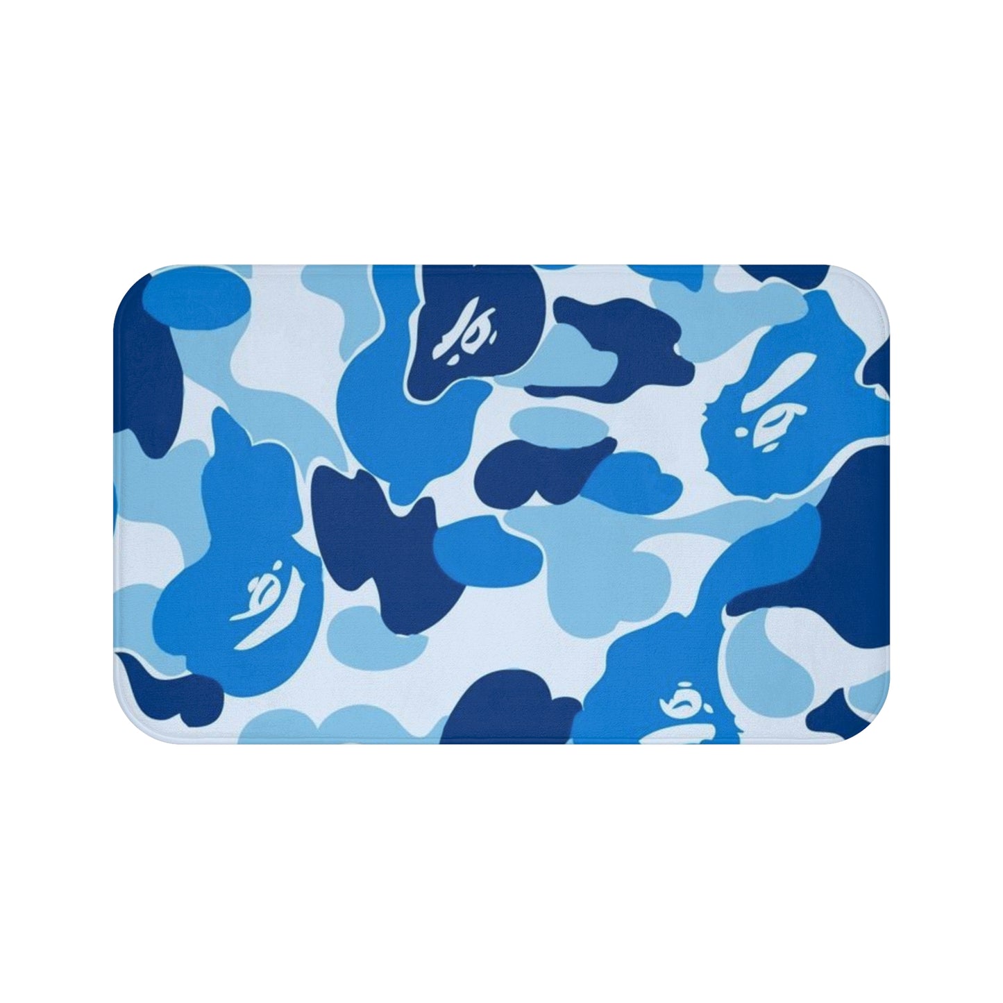 Blue Camo Print Bath Mat