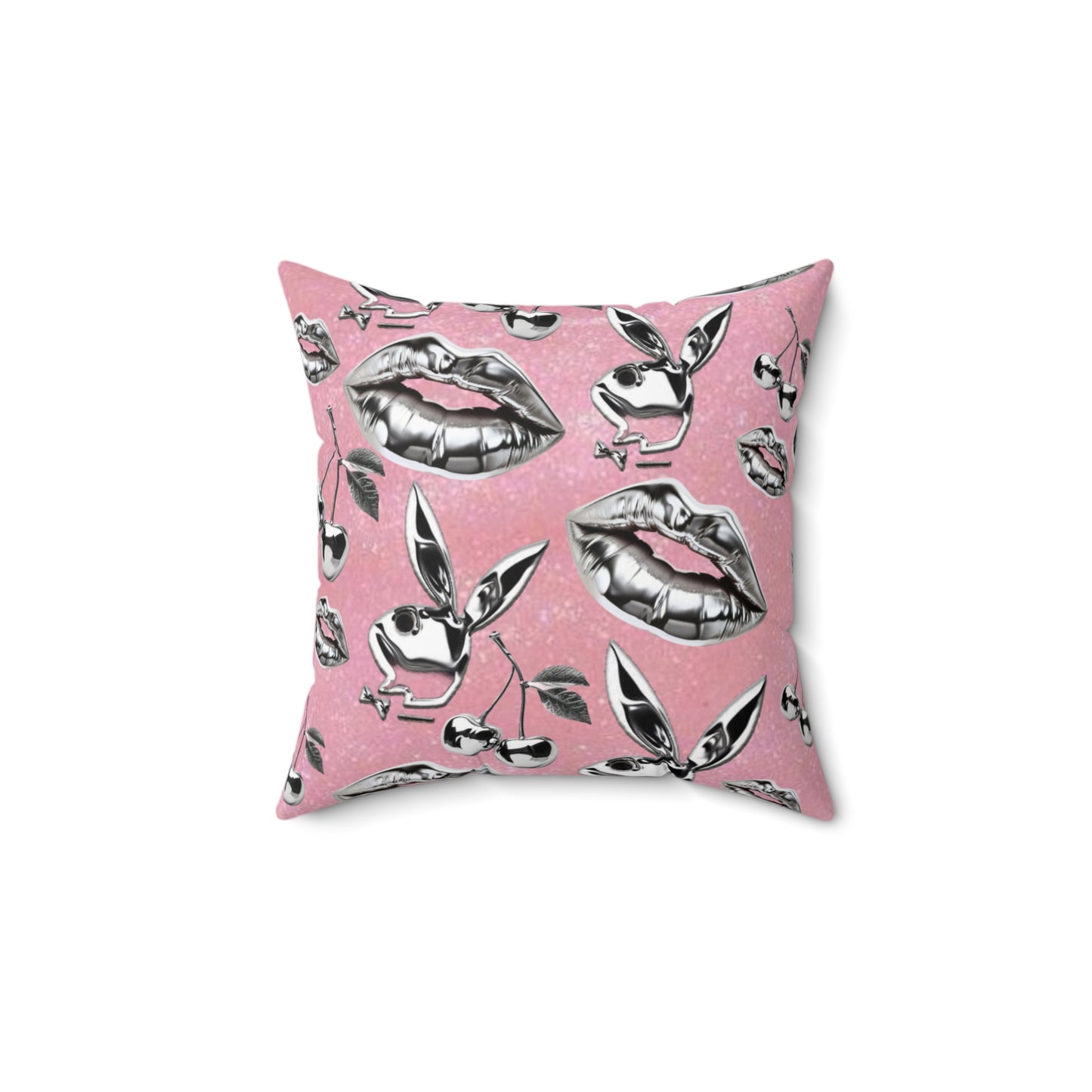 Chrome Playboy Kisses Square Pillow