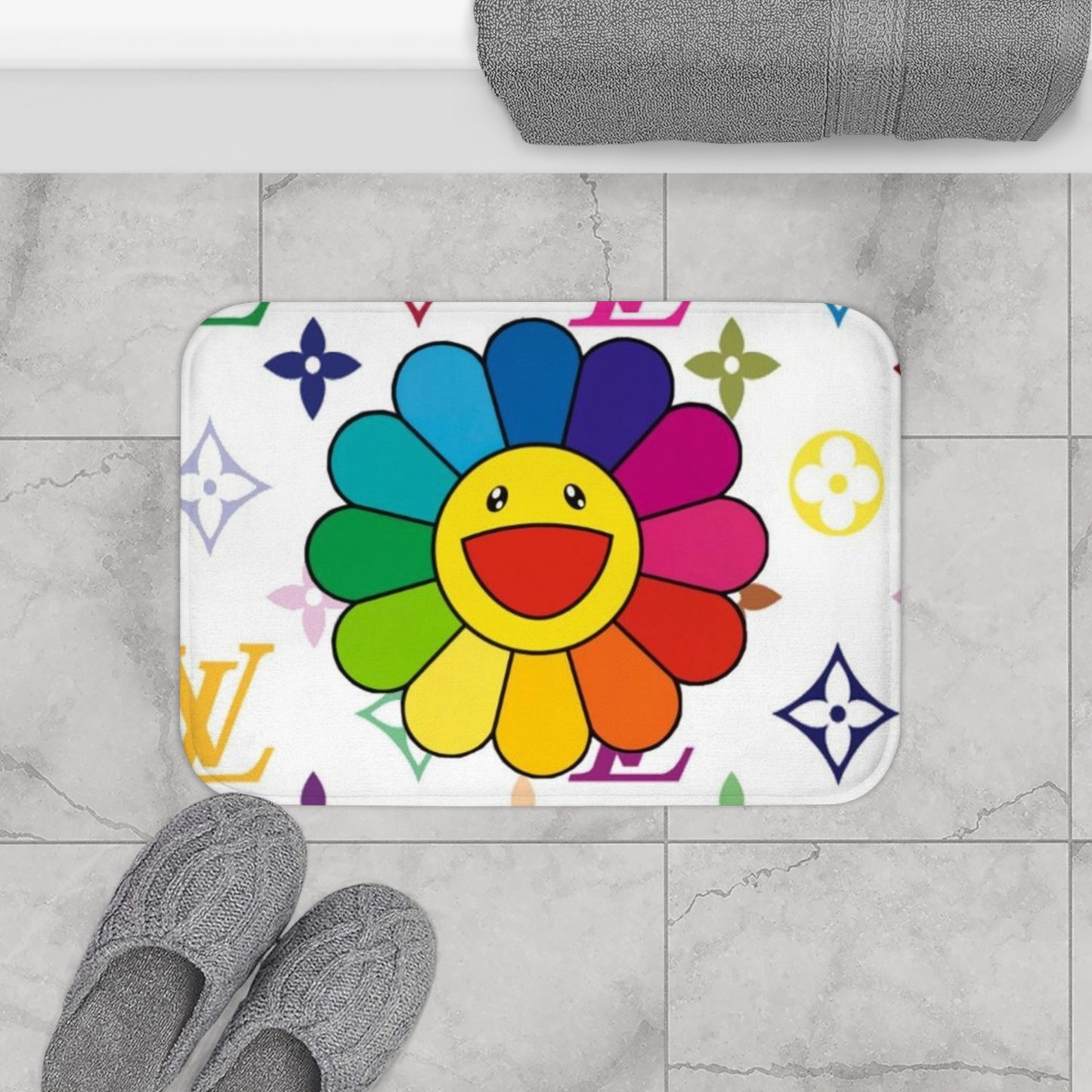 LV Multicolor Flower Bath Mat