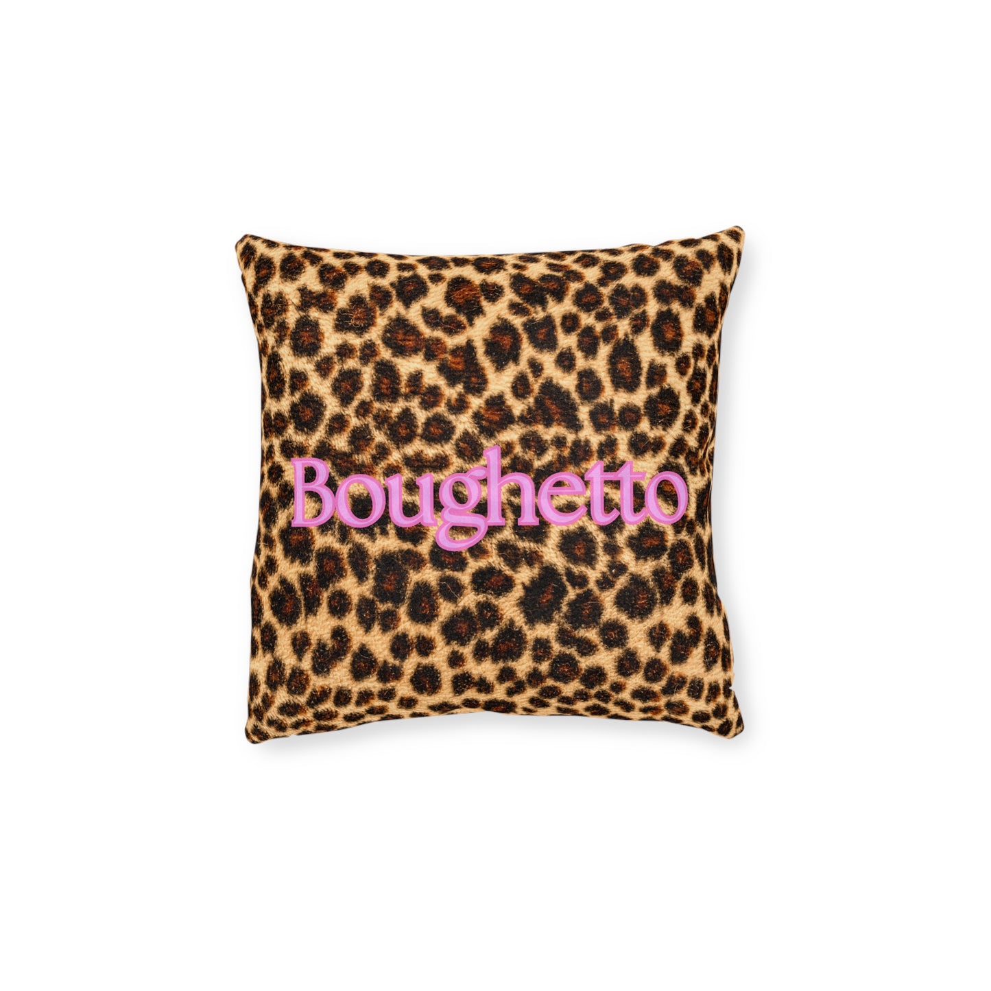 Boughetto Cheetah Pillow- Pink Suede Back